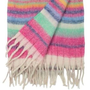 Free People Skye Stripe Fringe Throw Blanket NWT